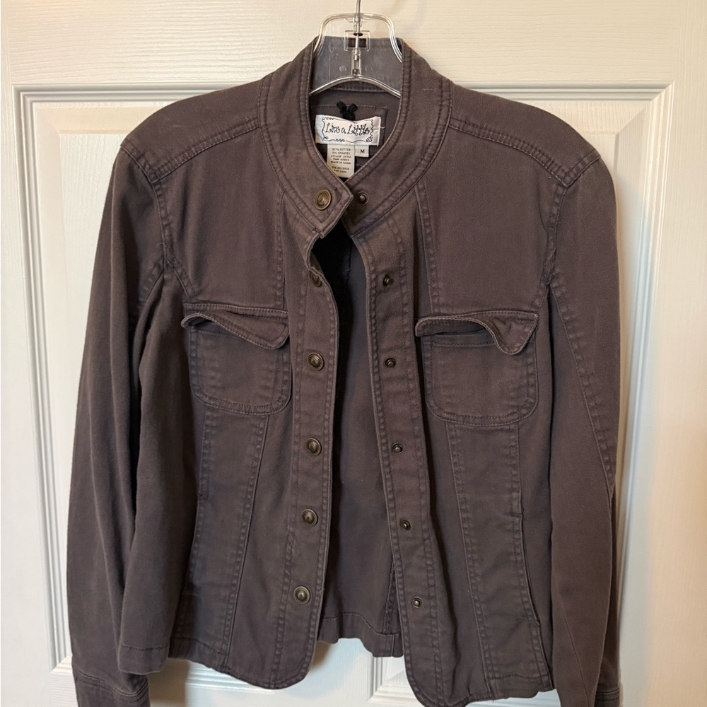 Live a Little‎ Women's Taupe Utility Jacket with Snap Front
